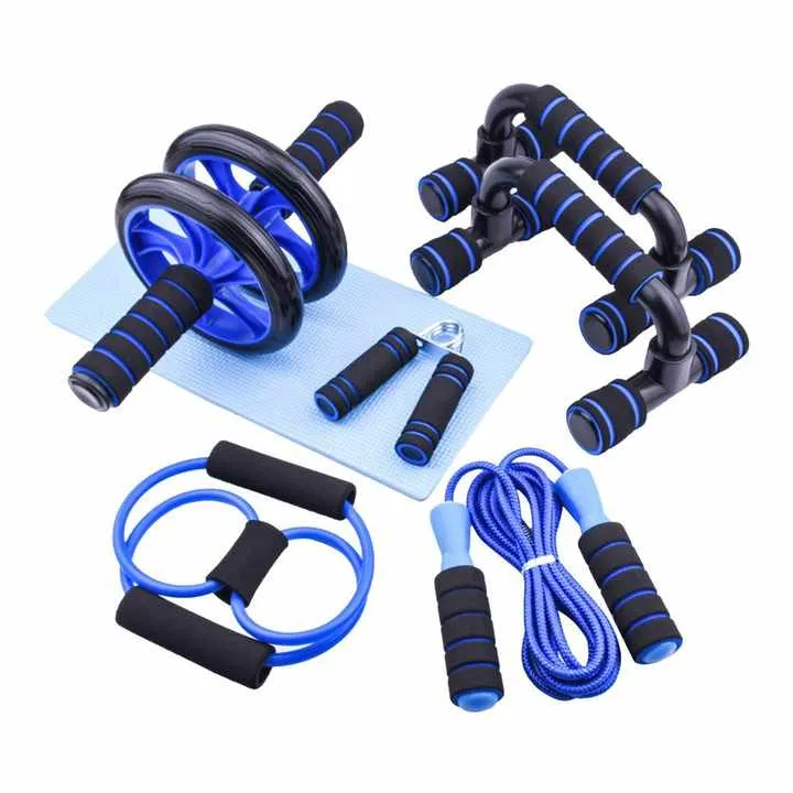 حبل قفز رياضي للبطن 6 في 1 طقم بكرة بطن . 6 in 1 Abdominal Jump Rope Abdominal Roller Set