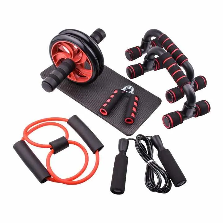 حبل قفز رياضي للبطن 6 في 1 طقم بكرة بطن . 6 in 1 Abdominal Jump Rope Abdominal Roller Set