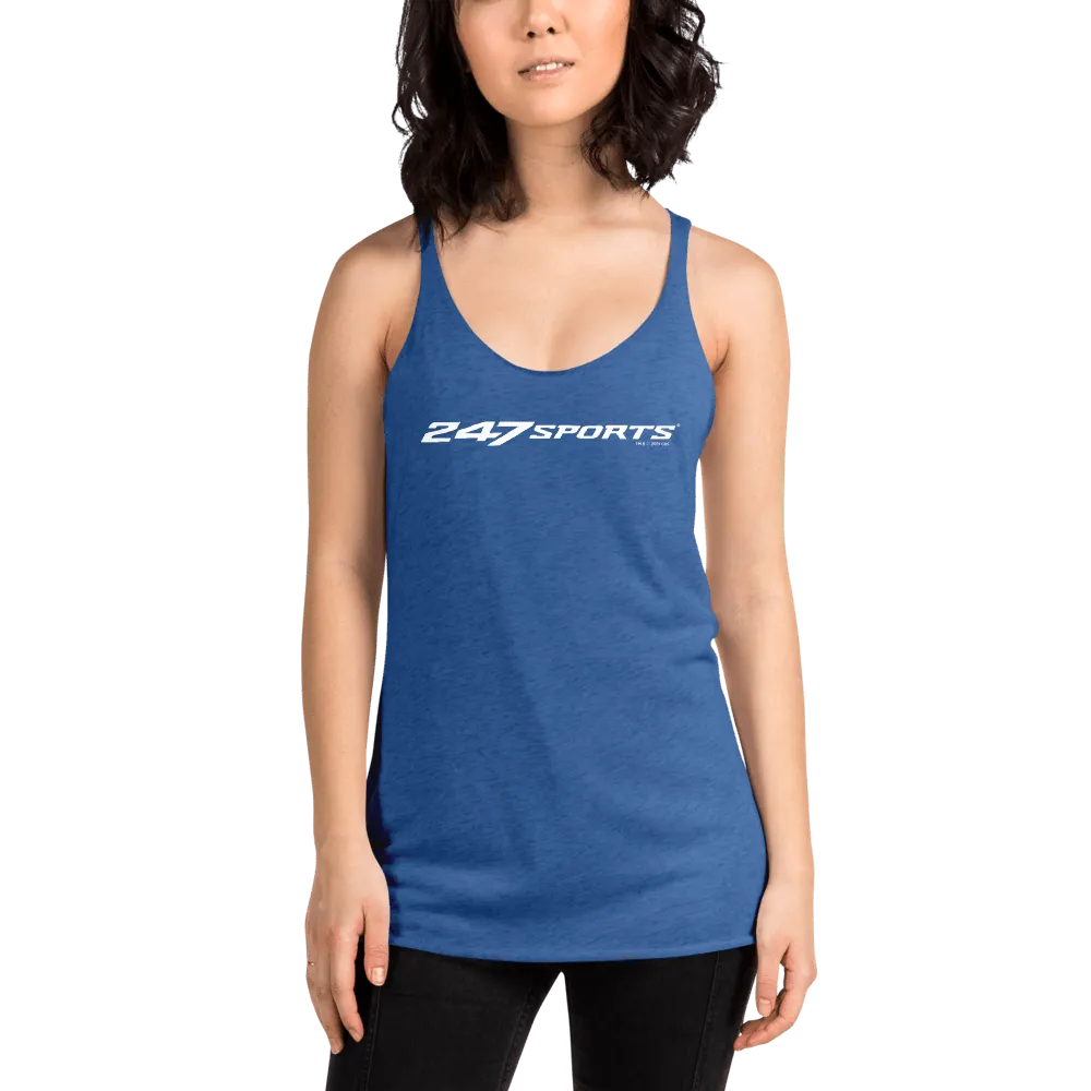 247 Sports White Logo Women's Tri-Blend Racerback Tank Top