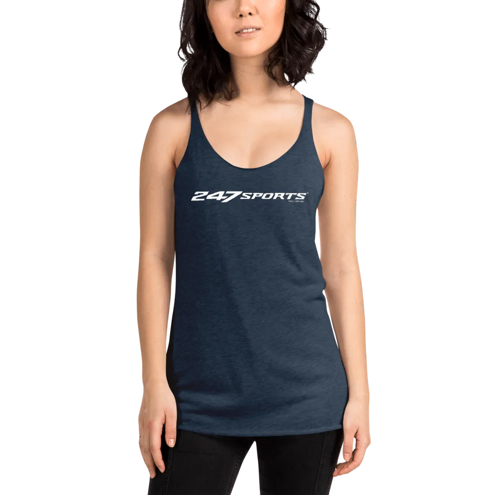 247 Sports White Logo Women's Tri-Blend Racerback Tank Top