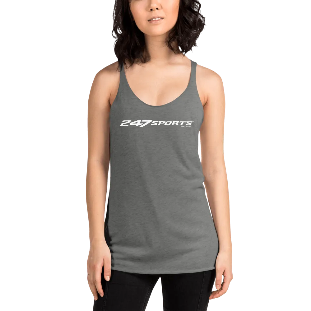 247 Sports White Logo Women's Tri-Blend Racerback Tank Top
