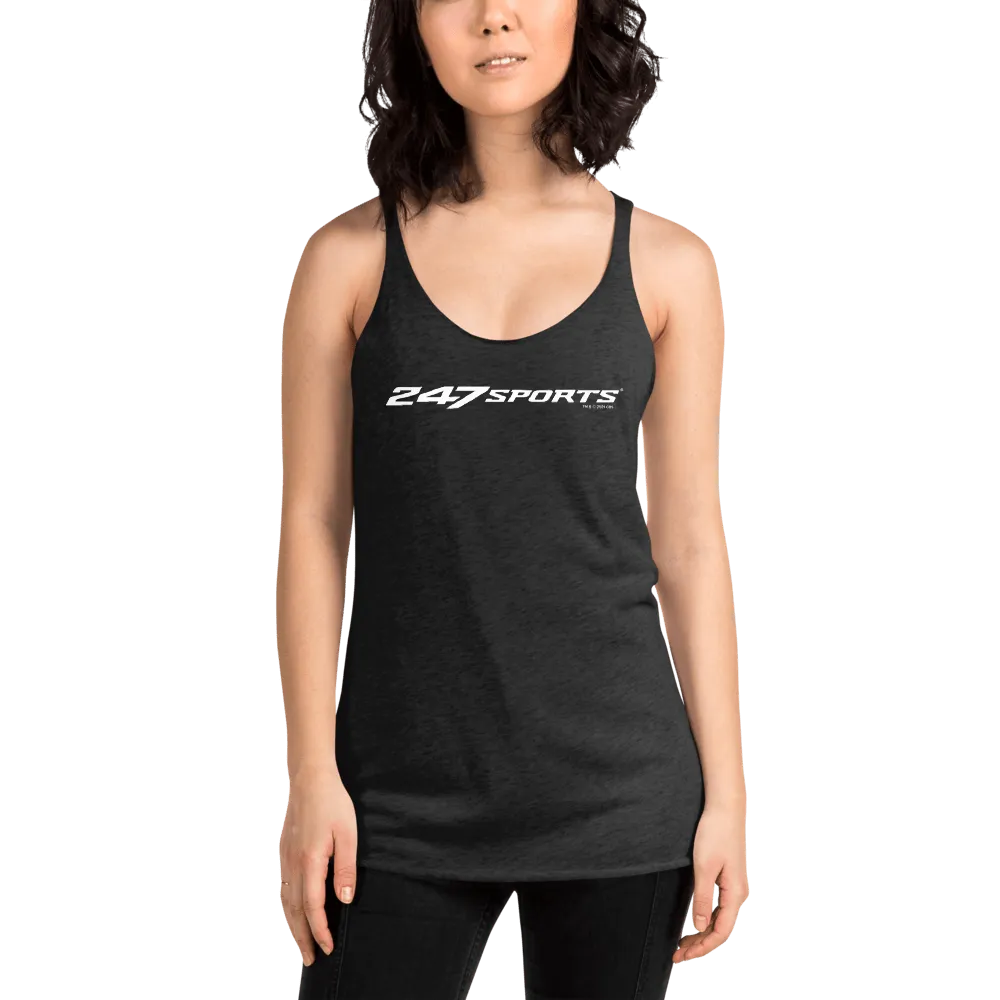 247 Sports White Logo Women's Tri-Blend Racerback Tank Top