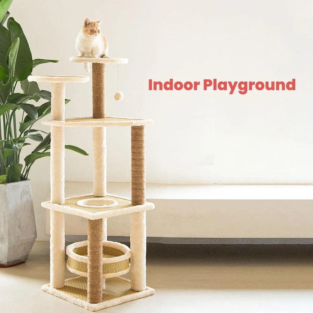 5 Layer Cat Condo Cat Tree | 120cm Beige