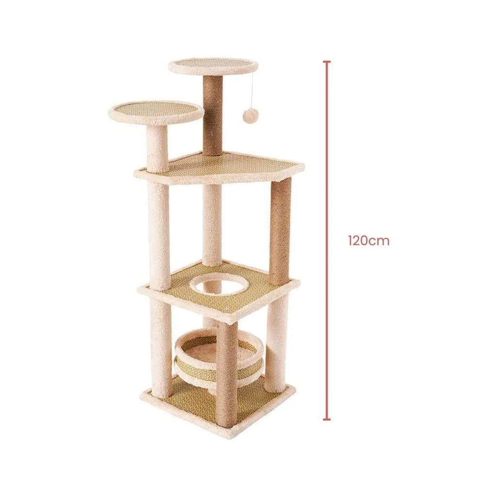 5 Layer Cat Condo Cat Tree | 120cm Beige