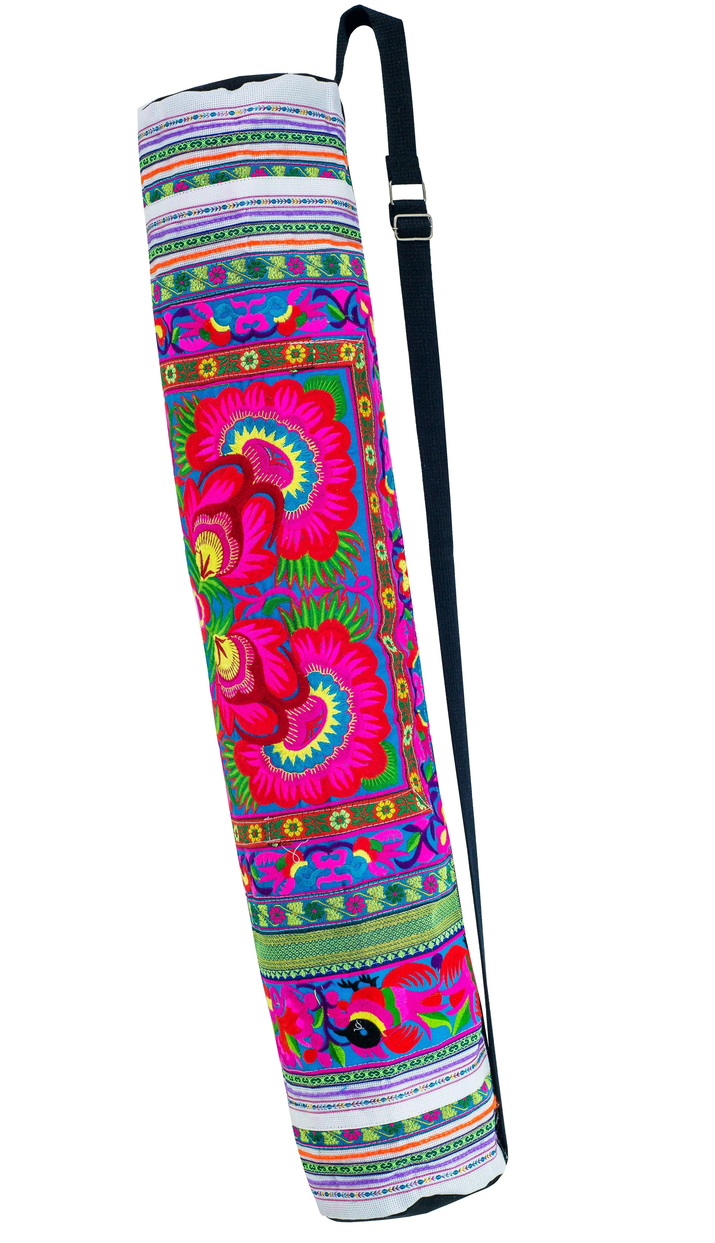Bohemian Yoga Mat Bag Carrier Embroidered Hill tribe ethnic D
