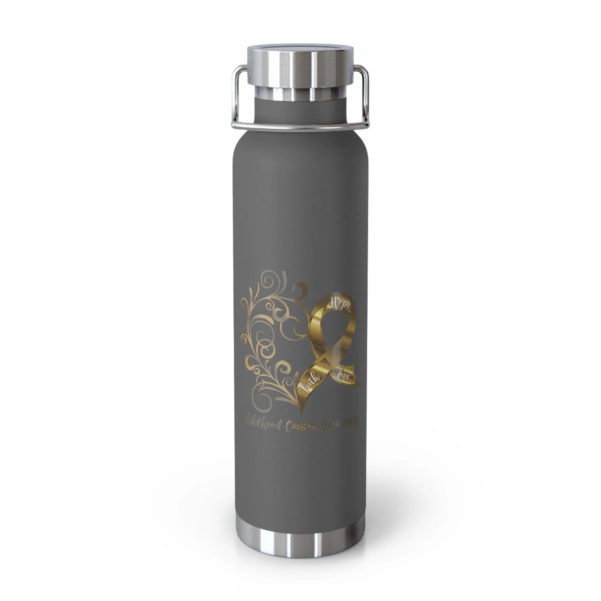Childhood Cancer Awareness Heart Copper Vacuum Insulated Bottle, 22oz