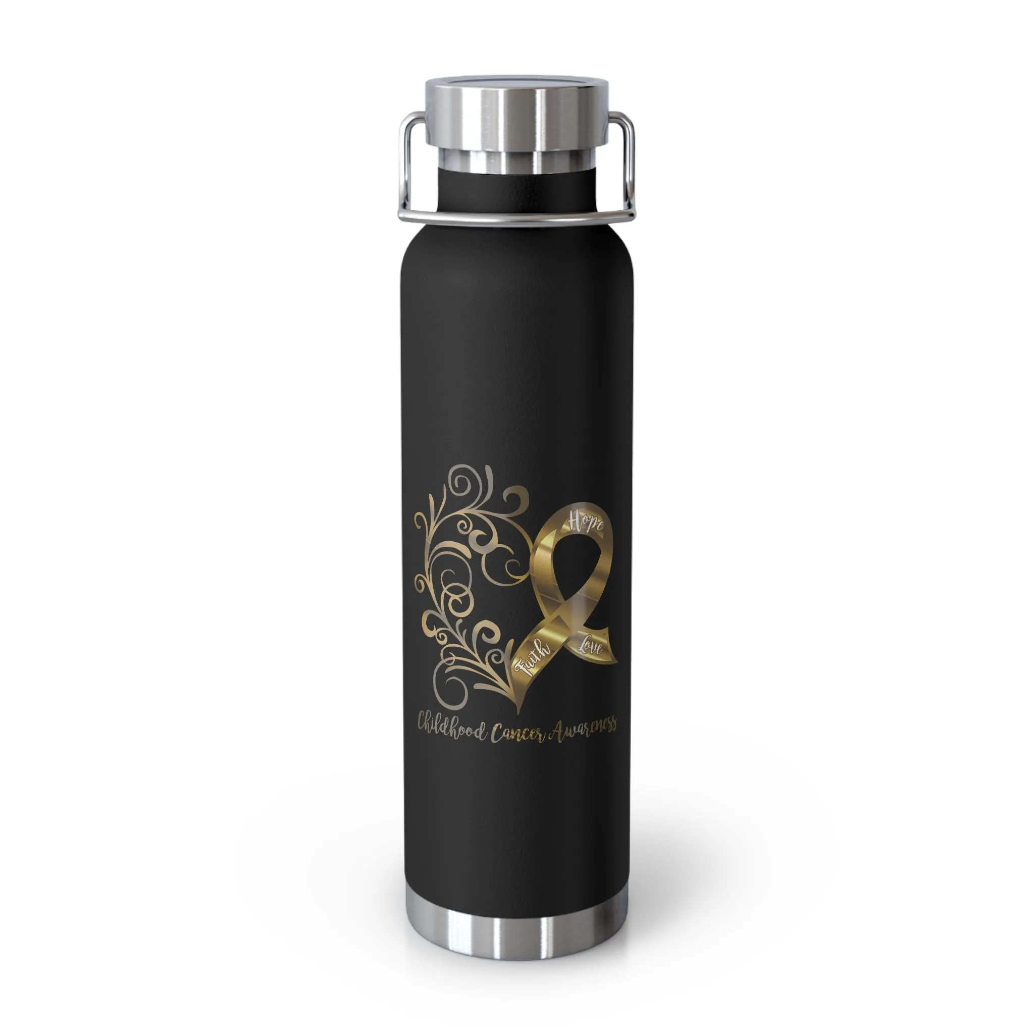 Childhood Cancer Awareness Heart Copper Vacuum Insulated Bottle, 22oz