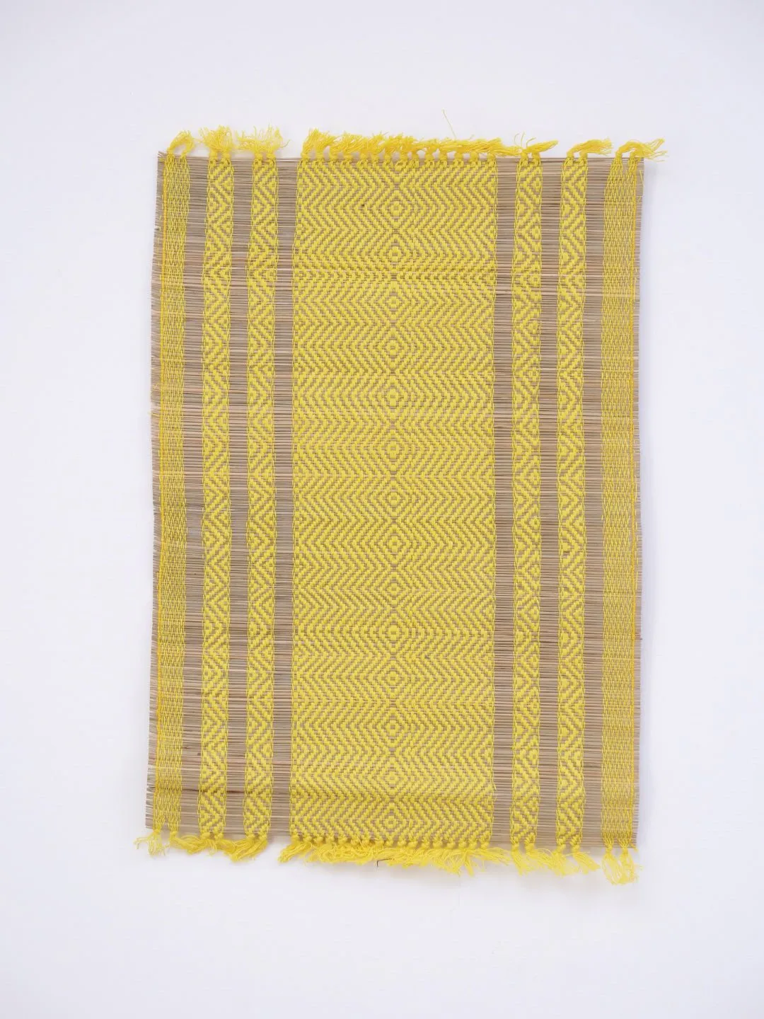 Handcrafted Madhurkathi Set Of Table Mat And Runner Yellow