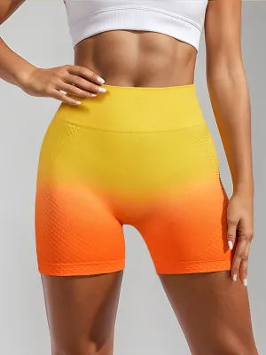 Honeycomb Running Shorts for Womens Causal Tummy Control Workout Shorts High Waisted Yoga Capris Shorts