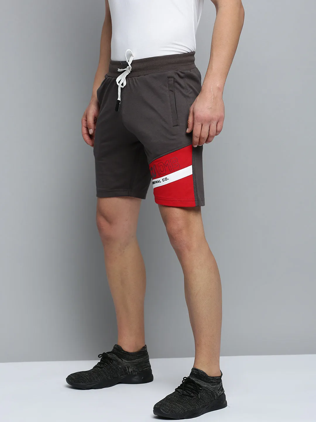 Men Grey Regular Fit Sports Shorts