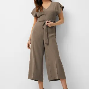 Plain Belt Style V-neck Jumpsuit JU5766